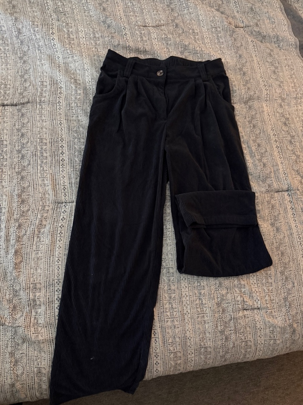 Black Corduroy Halara Wide-Leg Pants